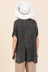 Black Mineral Wash Loose Fit Button Down Shirt, Shirts, $ 55.00, A Moment Of Now™
